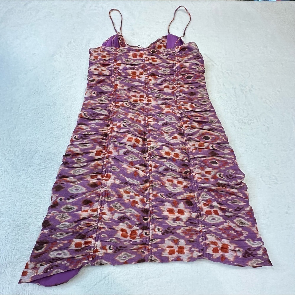 NWT Zara Retro Printed Double Knot Ruched Mini Dress - Picture 7 of 15